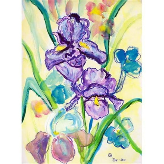 Betsy Drake  'Two Irises' Multicolored Synthetic Fiber 12.5-inch x 18-inch Flag
