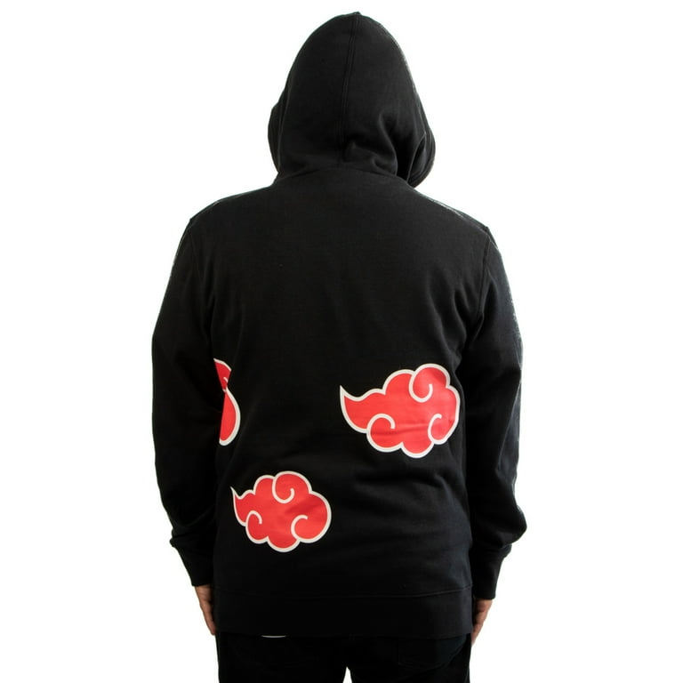 Mens Black Naruto Anime Hoodie w Built In Gaiter L