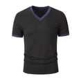 thumbnail image 3 of V Neck T-Shirt Men Knitted Ribbed Short Sleeve Casual Athletic Workout Pullover Tops Fathers Gift S-3XL, 3 of 8