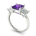 thumbnail image 2 of Clara Pucci 14K White Gold Solid Gold Amethyst Three-Stone Anniversary Ring for Women - 2.5 cttw Princess Cut, 2 of 8