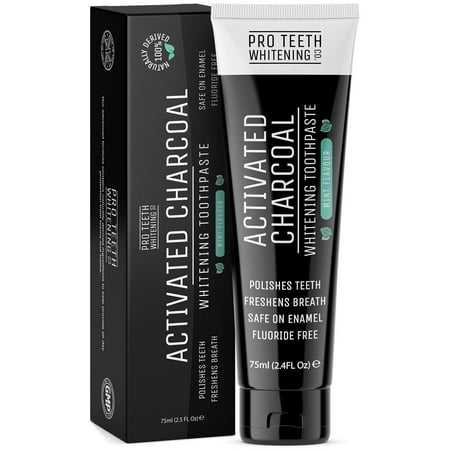 Activated Charcoal Teeth Whitening Toothpaste with Mint Flavor | 100% Naturally Derived, Fluoride Free, Peroxide Free, Vegan Friendly and Safe on Enamel | Made in the UK by Pro Teeth Whitening (Best Home Teeth Whitening Uk)