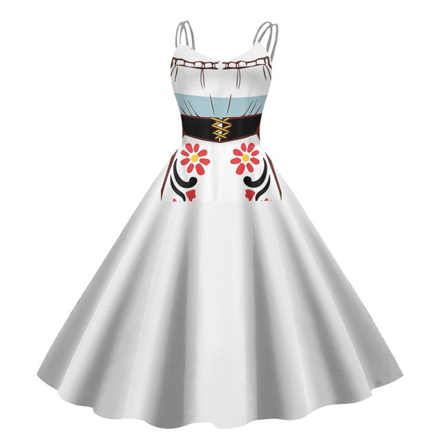 asddcavvf Robes pour Femmes Robe Rétro à Bretelles Imprimée pour Festival de la Bière d'Été
