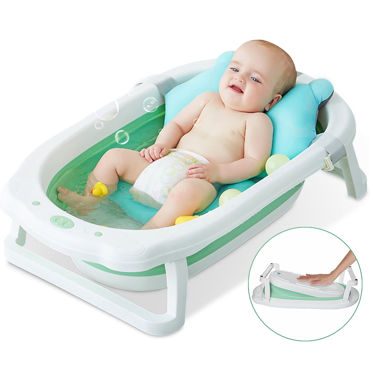 Foldable Baby Bath Tub Pad Non Slip Bathtub Mat New Born Safety Bath Seat Wrap Around Heat Preservation Baby Bath Support Seat Walmart Com