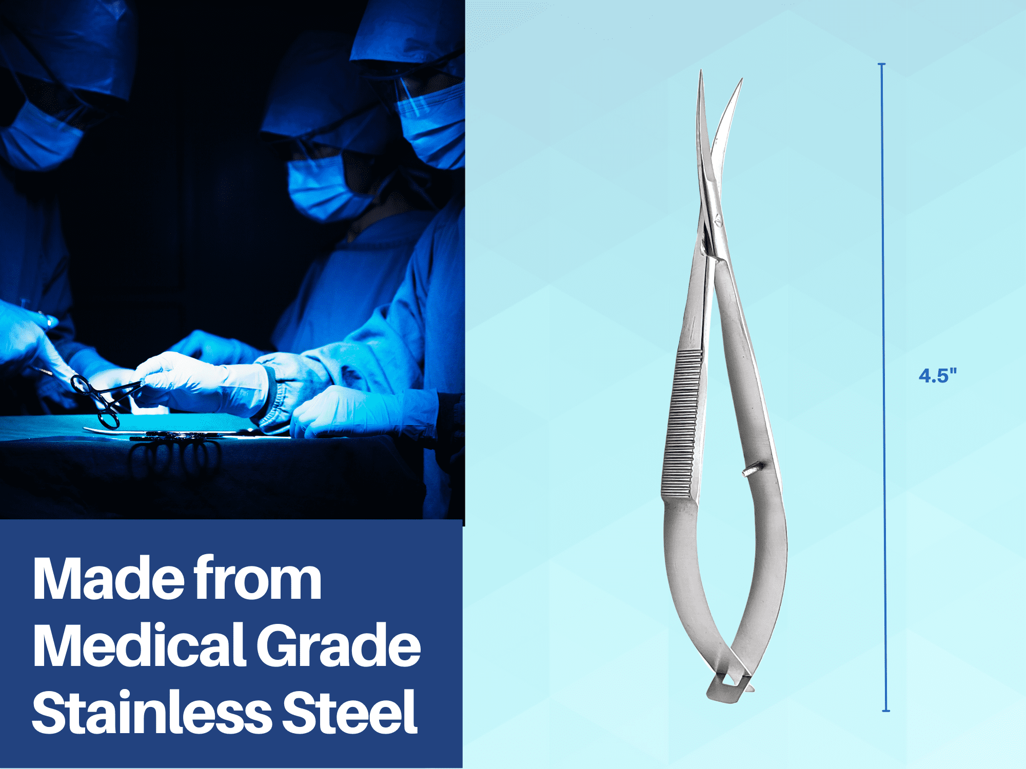 Castroviejo Scissors 4.5" Curved 3 Pcs Stainless Steel Silver by Artman Instruments Brand