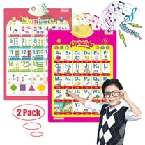 TRARIND 2Pcs Interactive Alphabet Poster for Toddlers Wall Alphabet Chart Classroom ABC Posters Kids Educational Toys Children Learning Puzzle Electronic Preschool Games for 3 year olds and up