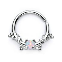 Body Candy 16G 316L Steel Nose Rings White Synthetic Opal Jewelry Cartilage 3/8 Nose Hoops for Women