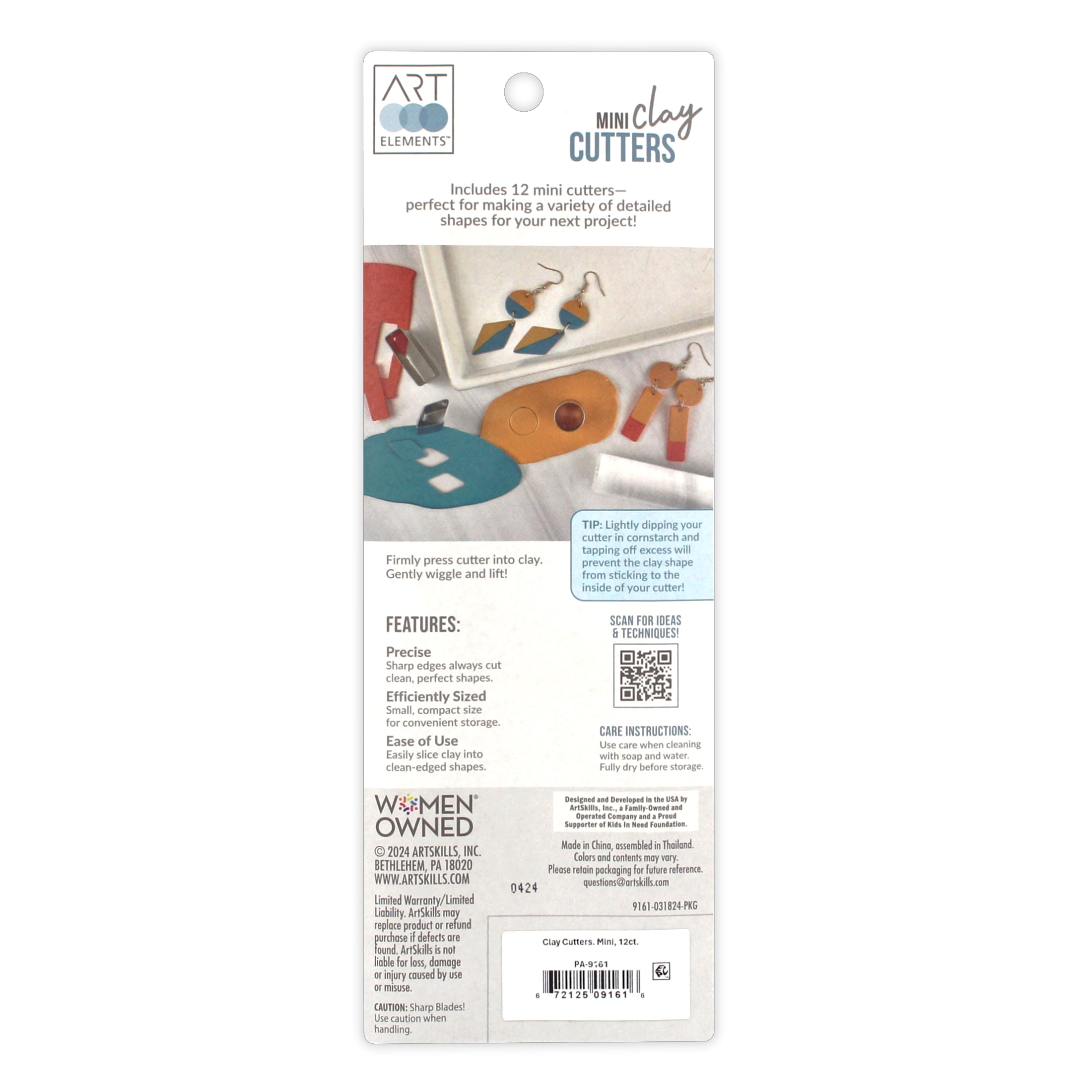 (2 pack) ArtSkills Art Elements Mini Clay Cutters 12ct Premium Stainless Steel Clay Tools Craft Kit