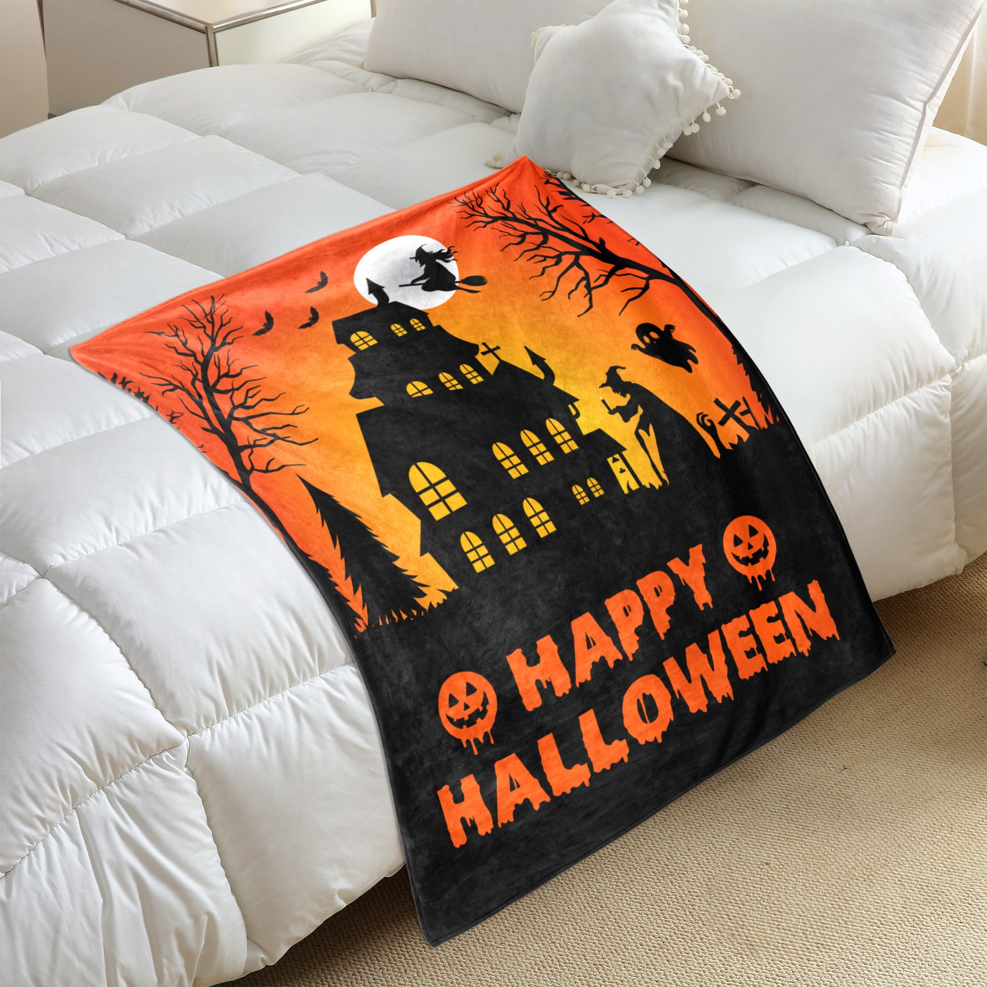 Fun Printed Halloween Throw Blanket, Soft Warm Cozy Flannel Blanket for Bedroom, Living Rooms, Couch,Sofa, Home Decor,30 x 40 in