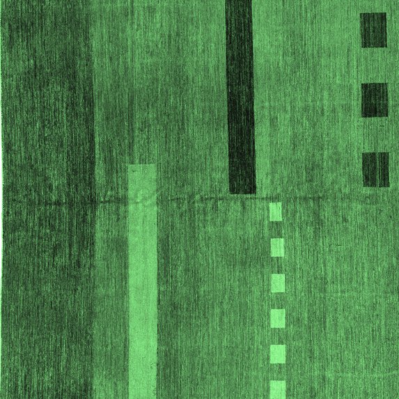 Ahgly Company Indoor Square Abstract Emerald Green Modern Area Rugs, 5' Square