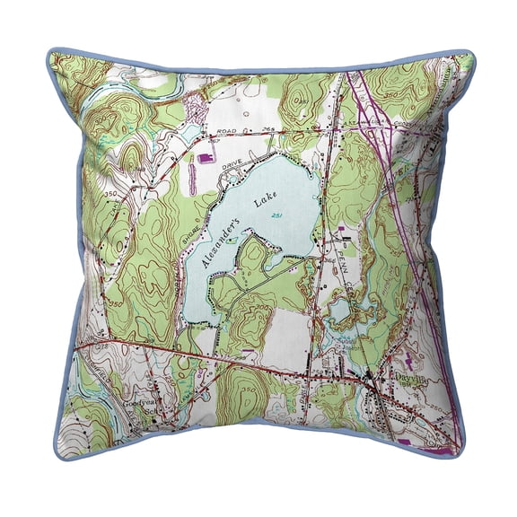 Betsy Drake HJ469 18 x 18 in. Alexanders Lake, CT Nautical Map Large Corded Indoor & Outdoor Pillow