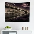 thumbnail image 1 of Landscape Tapestry, Panorama Sketch Art Sunset View of Paris from Pont Des Arts with Pigeons River, Fabric Wall Hanging Decor for Bedroom Living Room Dorm, 2 Sizes, Peach Grey, by Ambesonne, 1 of 1