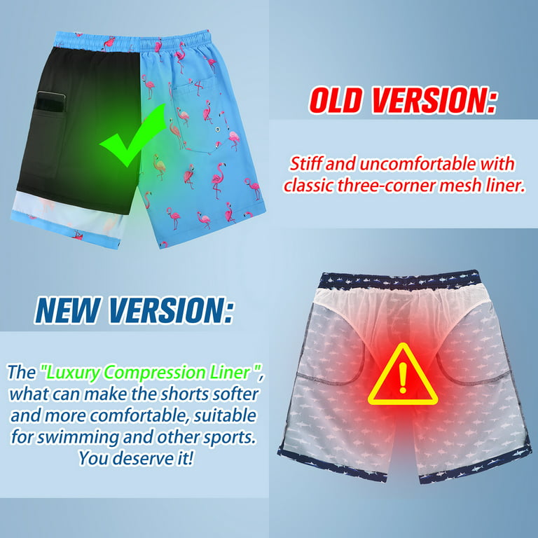QRANSS Mens Swim Trunks Compression Liner Quick Dry 5.5'' Swimwear Swim  Shorts with Boxer Brief Lined