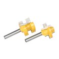thumbnail image 4 of Amdohai 2PCS Mini 1/4" Shank Tongue & Groove Router Bit Set 3 Teeth T-shape Wood Milling Chisel Cutter for Woodworking Tool, 4 of 8