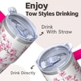 thumbnail image 4 of Gift for Her Women Floral Tumbler 20oz - Insulated Stainless Steel Travel Cup with Handle, Straws, Leak-Proof Coffee Tea Mug, 4 of 5