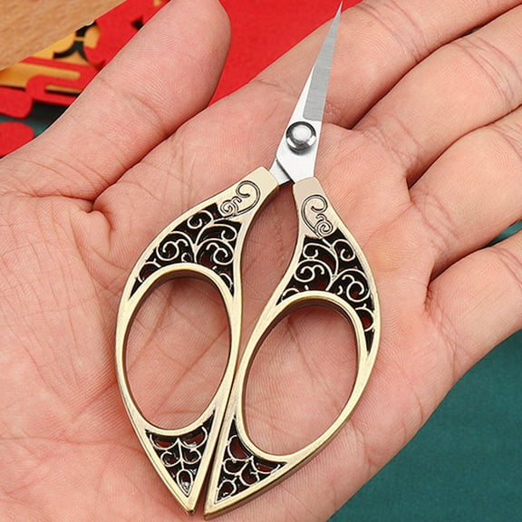 Kitchen Knife Set,Retro Small Scissors Tailor Cutting Thread Head Tea Pointed Stainless Steel Office Dragon And Handmade Special Gold Scissors