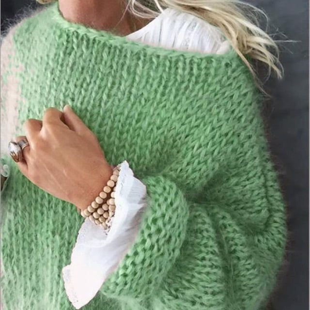 Suéter de mohair, ropa de mujer, suéter de punto de otoño e invierno europeo y americano, suéter casual de moda, ropa de mujer