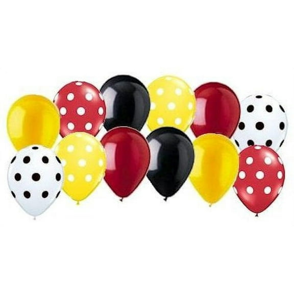 12 pc Mickey Mouse Inspired Polka Dot Latex Balloons Party Decoration Disney