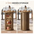 thumbnail image 4 of Tribesigns 35.4" Round Bar Table with 3-Tier Hidden Storage, Rustic High Top Cocktail Table with Slide Door for Small Spaces, Kitchen, Parties (1, Brown), 4 of 6