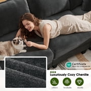 BedLuxury 84” Modular Sectional Sofa with Moveable Storage Ottoman, Cloud Couch Seats 4, Modern Living Room Furniture, Chenille Black