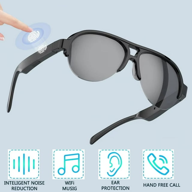 Lunettes Intelligentes, Lunettes de Soleil Intelligentes Sans Fil Bluetooth AF08, Étanchéité IP4, Haut-Parleurs à Oreille Ouverte Musique et Appels Mains Libres, Connecter Téléphones Mobiles et Tablettes