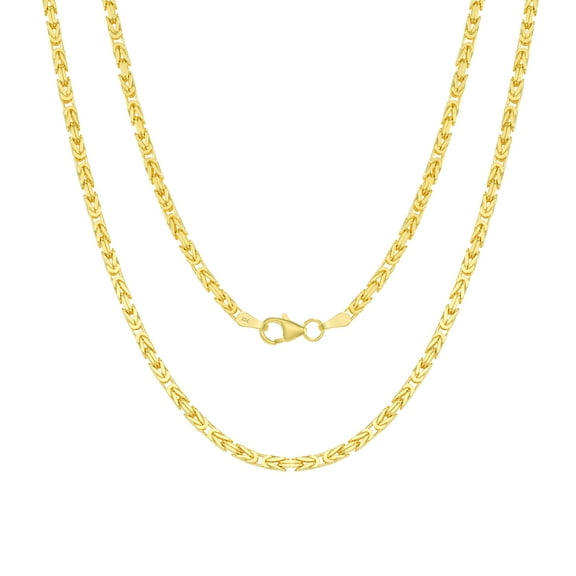 Nuragold 10k Real Yellow Gold Byzantine Square Link 2.5mm Necklace (16"-30") Italian Jewelry for Men & Women