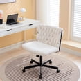 thumbnail image 4 of Home Office Desk Chair with Wheels, Wide Seat Criss Cross Design, Armless Swivel Makeup Vanity Chair, Modern Cross Legged Task Chair for Computer, Home Office & Study, 4 of 7