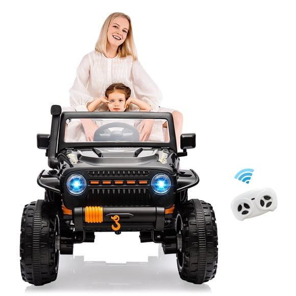 24V 2 Seater Kids Ride On Truck with Remote Control, 4WD 2WD Switchable Electric Car with 4x45W Motors, Soft Braking Safety Belt for 3-8 Years, White Black Blue Orange