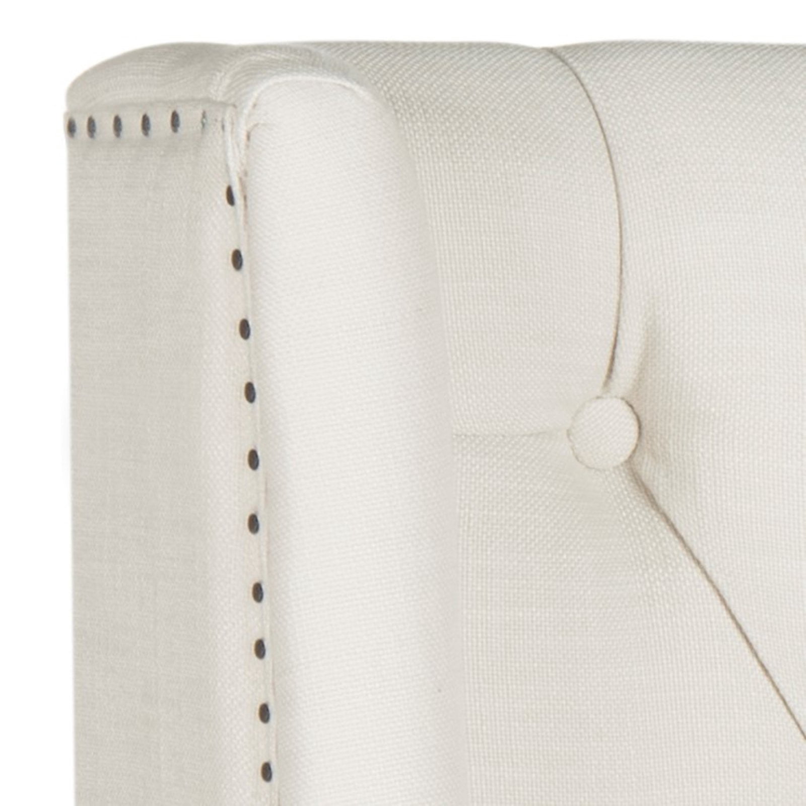 Safavieh London Retro Winged Tufted Headboard with Flat Nail Heads, Twin, Taupe Linen