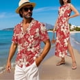thumbnail image 3 of Yuyamidu His and Hers Matching Outfits Mens Floral Button Down Shirt Womens Hawaiian Dresses Round Neck Split Long Maxi Dress Button Up Shirt Matching Tropical Outfits for Couples Men's S, 3 of 7