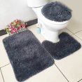 thumbnail image 3 of Yuarrent Paquete de 3 fundas de asiento, suavidad multicolor, gran decoración, almohadilla de inodoro, alfombra de absorción de agua, tapa, Juegos de accesorios de baño Gris oscuro, 3 of 6