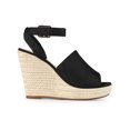 thumbnail image 3 of BLISSFUL STEP Women's Slingback Open Toe Buckle Espadrille Wedge Heel Sandals Black 7, 3 of 8