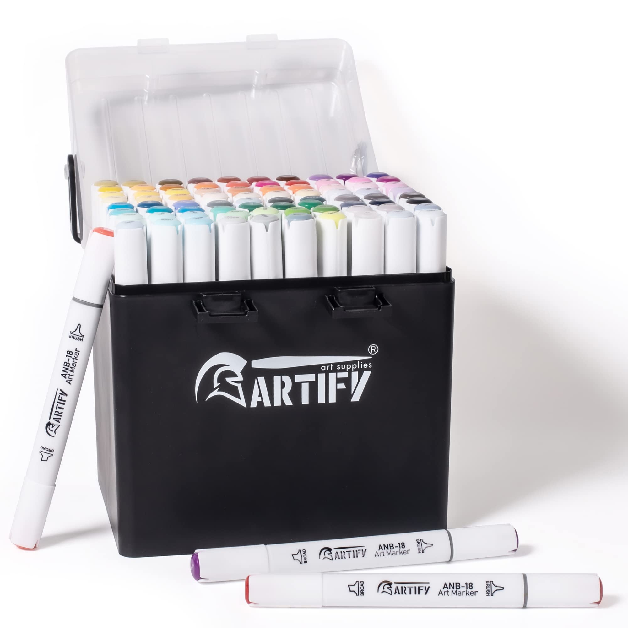  ARTIFY Alcohol Brush Markers, Brush & Chisel Dual Tips  Professional Artist Markers, Drawing Marker Set with Carrying Case for  Adult Coloring and Drawing Media for Beginner or Experienced Artists 