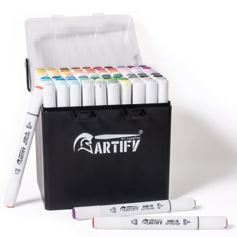 ARTIFY Alcohol Brush Markers, Brush & Chisel Dual Tips Professional Artist  Art Markers, Drawing Marker with Carrying Case for Adult Coloring (Set of
