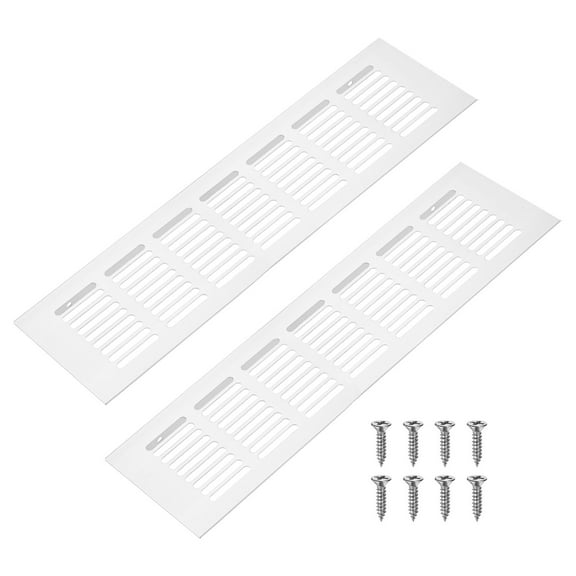 Uxcell 2-Pack Aluminum Alloy Door Air Vent Cover, 12x3"/300x80mm Ventilation Grille with Screws for Cabinet [Silver]