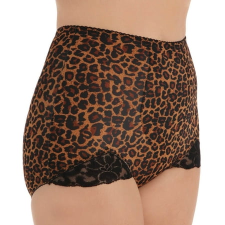 

Women s Rago 919 Light Shaping V Leg Brief Panty with Lace (Leopard 2X)