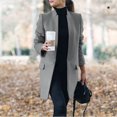 thumbnail image 2 of DHFJKG Trench Coat For Women Long Sleeve One-Button Down Mediun Length Suit Jacket Solid Color Work Office Formal Wear Cozy Outerwear, 2 of 7