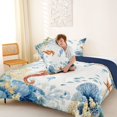 thumbnail image 4 of spefrowx Cute Seahorse Animal Queen Comforter Set for Kids, Jellyfish Starfish Coral Comforter Sets Queen, Navy Reversible, 3 Pieces, 1 Comforter and 2 Pillowcases, 4 of 6