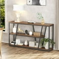 thumbnail image 4 of Veanerwood Console Table for Entryway, 3 Tier TV Cabinet with Storage Shelves, Long Sofa Table for Entry Way, Hallway, Couch, Living Room, Kitchen, Walnut, 4 of 7