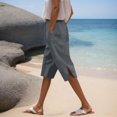 thumbnail image 2 of Women's Casual Summer Shorts Elastic Waist Side Slit Drawstring Lightweight Breathable Pants with Pockets for Beach Outfits, 2 of 2