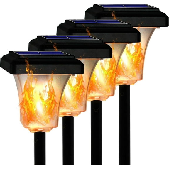 Magicorange 4 Pack Solar Torch Lights with Flickering Flame, Waterproof Outdoor Garden Light for Christmas, Garden, Landscape, Path, Yard, Patio
