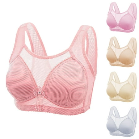 Miluxas Soft Bra Clearance Unlined Sheer Mesh Balconette Plunge Underwire Bras for Women Watermelon Red 42/95