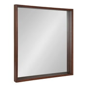 Kate and Laurel Hutton Wood Square Mirror, 30" x 30", Walnut, Modern Midcentury Wall Display