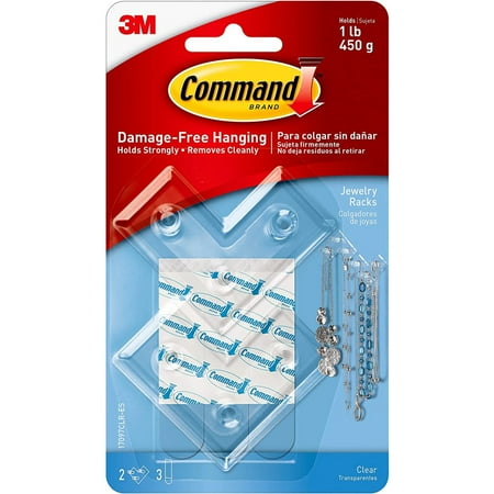 

Command Clear Jewelry Rack Hooks 2 Racks 3 Medium Strips 2 Pack
