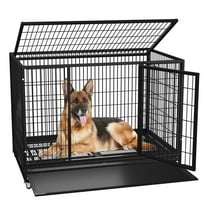Boldbone 48/38 inch Heavy Duty Dog Crate for Large Dogs, Folding Dog Kennels and Metal Wire Cages with Leak-Proof Pan, Removable Wire Tray, Removable Wheels, Extra Large XL XXL for Outdoor