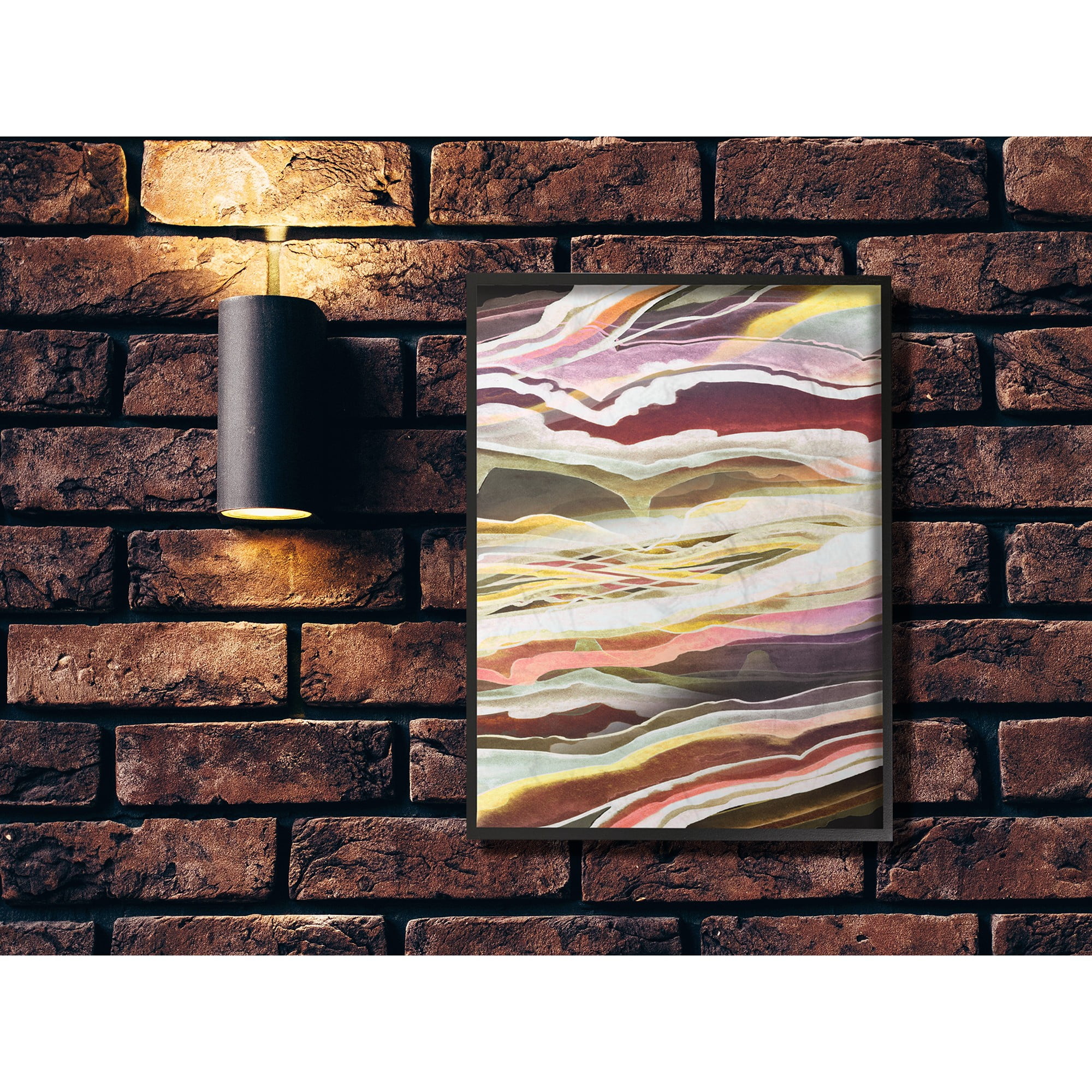 The Stupell Home Decor Collection Blue Pink Red Green Waves And Streams Abstract Framed Giclee Texturized Art, 11 x 1.5 x 14