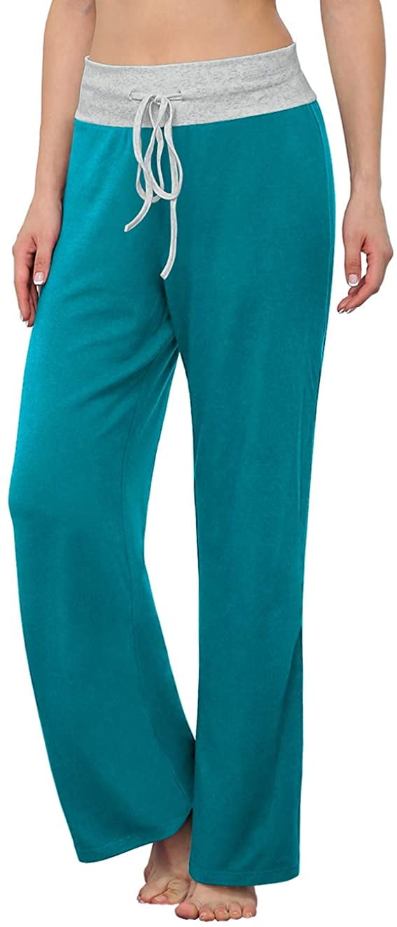 JuneFish Women Wide Leg Pants Casual Stretch Yoga Pant Palazzo Lounge ...