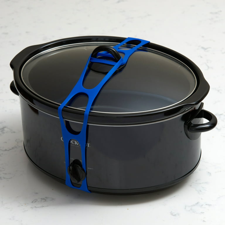 Slow Cooker Lid Strap-white With Blue and Green Dots. Travel
