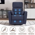 thumbnail image 3 of Vineego 360°Swivel Rocker Recliner Chair Armrest-Style Massage Recliner with Comfy High Back for Living Room,Loop Yarn Blue, 3 of 7