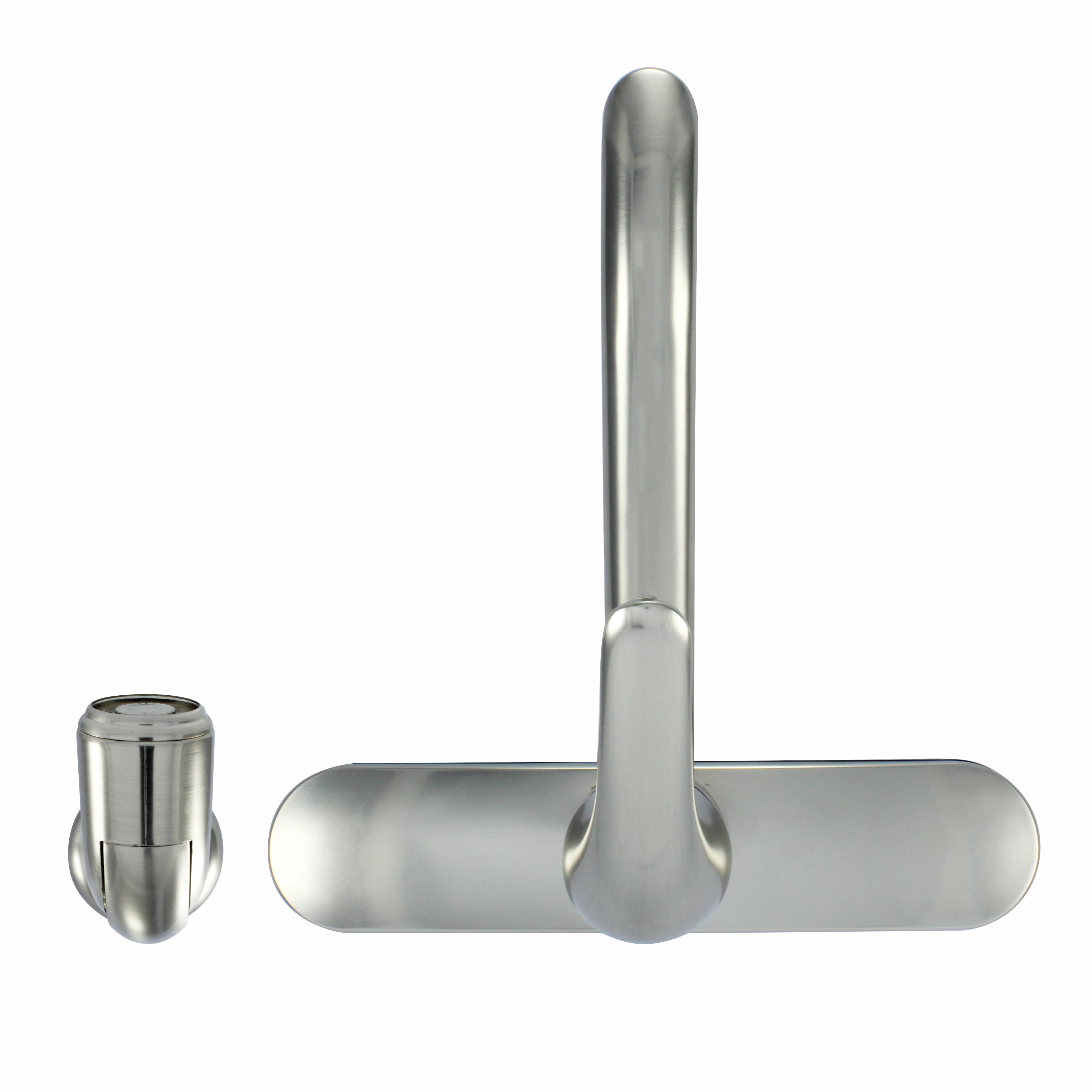 Hybrid Metal Deck Faucet Single Handle with Ceramic Cartridge and Spray, Brushed Nickel Finish
