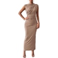thumbnail image 1 of BTFBM - Vestido ajust fruncido para mujer, de verano, casual, sin mangas, con abertura en la espalda, elegante, club, fiesta de noche, cóctel, vestido largo, 1 of 3